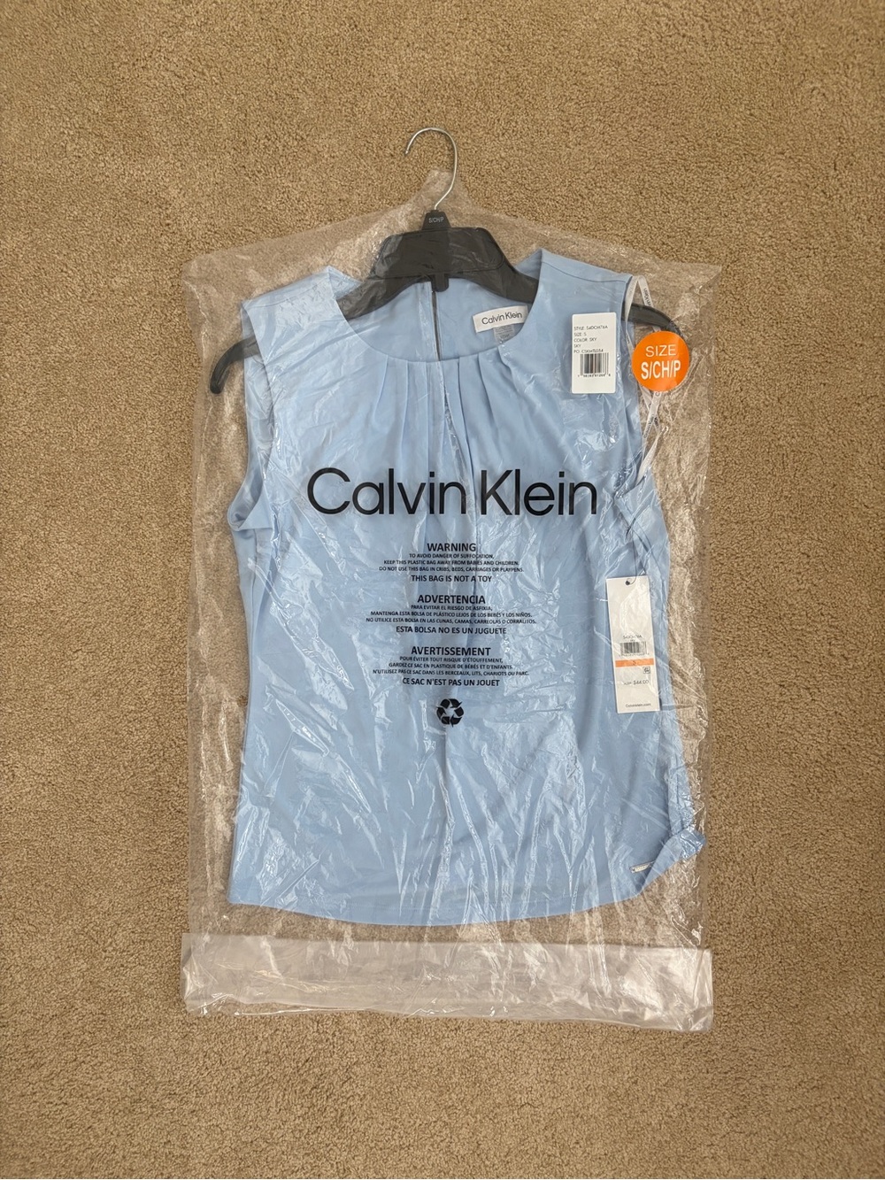 Calvin Klein Jersey Knit Pleated Crew Neck Sleeveless Cami